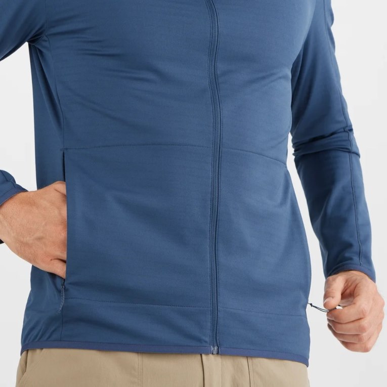 Chaquetas Salomon Essential Lightwarm Full Zip Hombre Azul Marino | MX BMXZ927